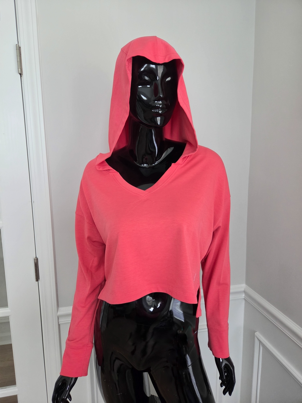 Reebok Pink Coral Hooded Cropped Sweatshirt